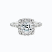 Cushion Cut Moissanite Double Halo Engagement Ring